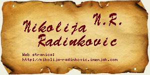 Nikolija Radinković vizit kartica